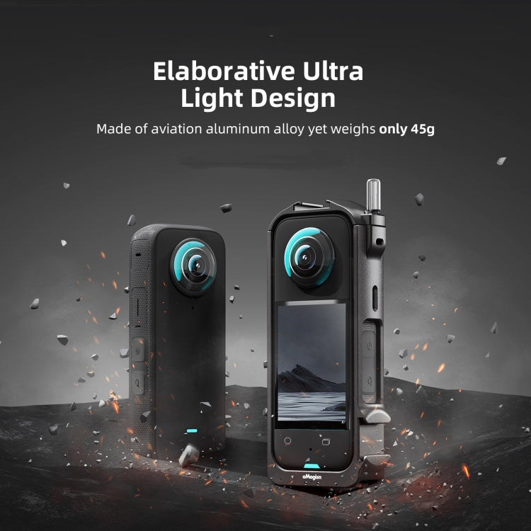 For Insta360 X3 AMagisn Metal Rabbit Cage Protective Frame Accessories, With Lens Cover, Only Cage
