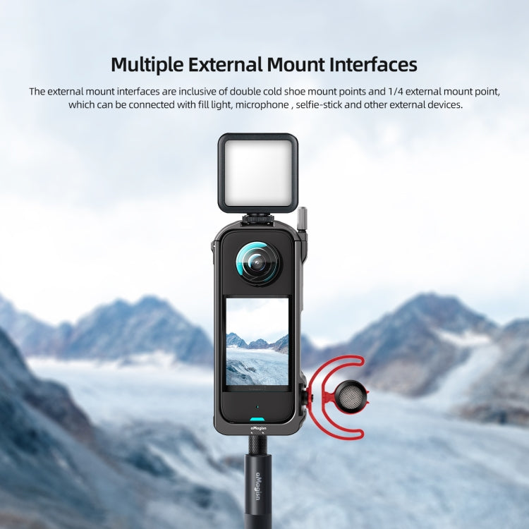 For Insta360 X3 AMagisn Metal Rabbit Cage Protective Frame Accessories, With Lens Cover, Only Cage
