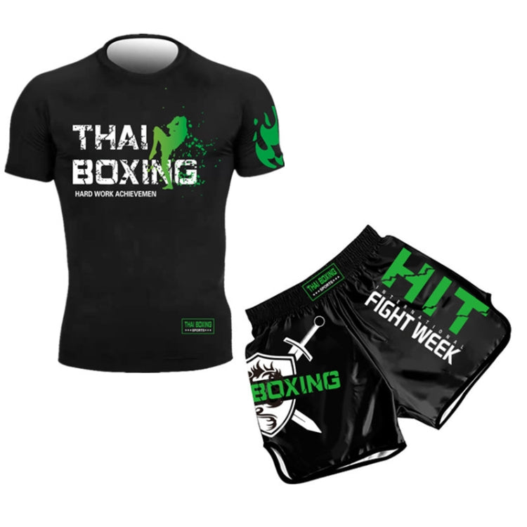 ZhuoAo Boxing Costumes Kids Sparring Fighting Shorts Muay Thai Free Fighting Tights Set, HIT Green, HIT Red, Bright Spot Green, Silvery Dragon Black, Yellow Waist Belt, FIHT Red Blue Spliced, Trophy Cup Black, Hot Printing Red Gold Dragon              ...