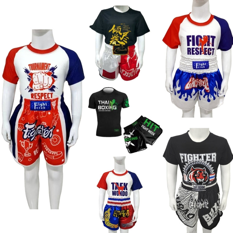 ZhuoAo Boxing Costumes Kids Sparring Fighting Shorts Muay Thai Free Fighting Tights Set, HIT Green, HIT Red, Bright Spot Green, Silvery Dragon Black, Yellow Waist Belt, FIHT Red Blue Spliced, Trophy Cup Black, Hot Printing Red Gold Dragon              ...