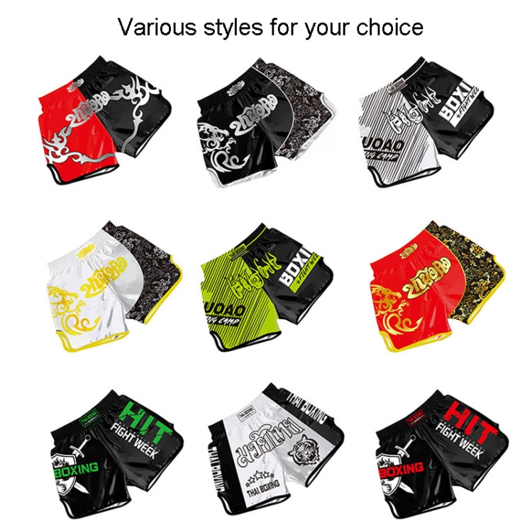 ZhuoAo Boxing Costumes Kids Sparring Fighting Shorts Muay Thai Free Fighting Tights Set, HIT Green, HIT Red, Bright Spot Green, Silvery Dragon Black, Yellow Waist Belt, FIHT Red Blue Spliced, Trophy Cup Black, Hot Printing Red Gold Dragon              ...
