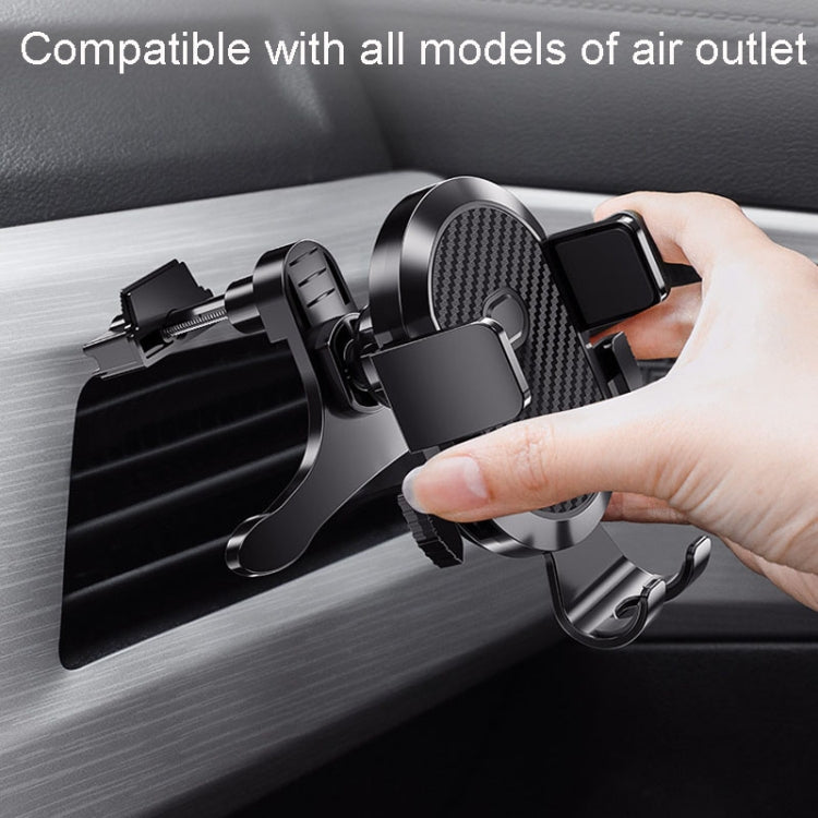 Carbon Fiber Automotive Phone Holder Car Navigation Bracket Telescopic Model, Air Outlet, Suction Stent, 2 In 1