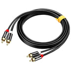 JINGHUA 2RCA Double Lotus Plug Audio Cable Left/Right Channel Stereo Amplifier Connection Wire, 1.5m, 3m, 5m, 10m