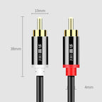 JINGHUA 2RCA Double Lotus Plug Audio Cable Left/Right Channel Stereo Amplifier Connection Wire, 1.5m, 3m, 5m, 10m