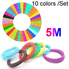 3D Printing Pen Consumables 1.75mm High Tough Line Material Environmental Raw Material Printing Silk Thread, 10colors /Set PCL 5m