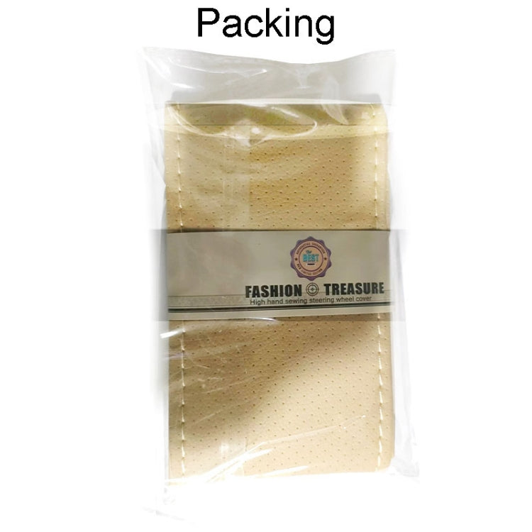 Hand-Sewn Microfiber Non-Slip Steering Wheel Cover Universal Turning Grip Sleeve, 38cm