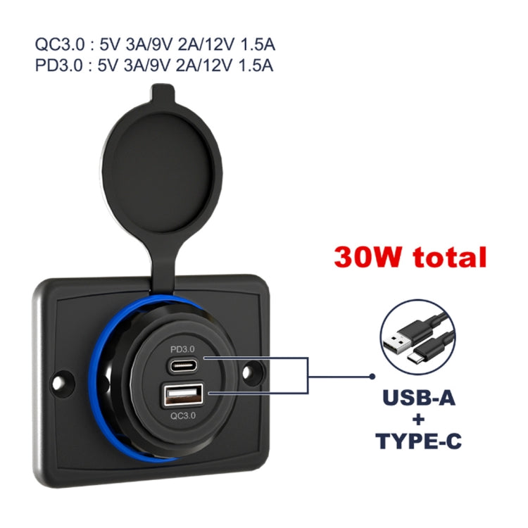 Car Ship Modified Waterproof USB Socket Charger, UCC-350 QC+PD Fast Charge 30W, UCC-350 AC3.1A Total 3.1A 15.5W