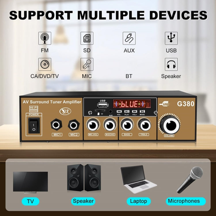 Car High-power Bluetooth Plug-in Card Digital Smart Amplifier, EU Plug, US Plug