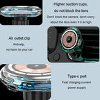For iPhone Magsafe Magnetic Car Wireless Charger Phone Holder Light Emitting Wireless Charger, Ice Blue Breathe Light, Pickup RGB Light