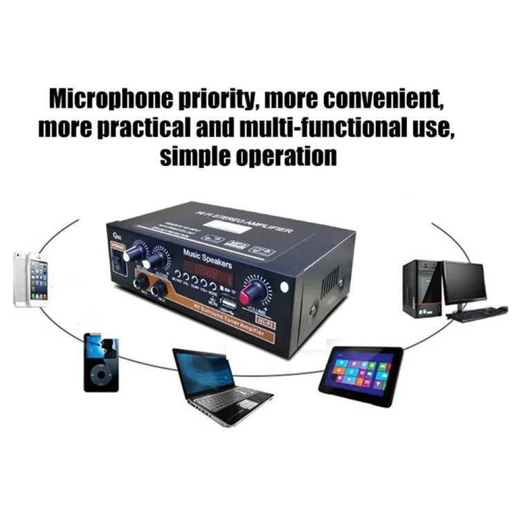 Bluetooth Built-in Recording Microphone USB Flash Drive Digital Dual-purpose Power Amplifier, EU Plug 220V, US Plug 110V