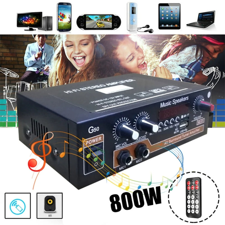 Bluetooth Built-in Recording Microphone USB Flash Drive Digital Dual-purpose Power Amplifier, EU Plug 220V, US Plug 110V