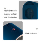 Small Desktop Electric Heater Home PTC Instant Energy-saving Heater, UK Plug(White), UK Plug(Blue), UK Plug(Green), EU Plug(White)