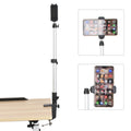 Aluminum Tube Cell Phone Live Streaming Telescopic Pole Desktop C-Clip Cell Phone Overhead Photo Holder, Bracket+Phone Clip