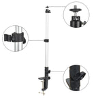 Aluminum Tube Cell Phone Live Streaming Telescopic Pole Desktop C-Clip Cell Phone Overhead Photo Holder, Bracket+Phone Clip