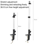 Aluminum Tube Cell Phone Live Streaming Telescopic Pole Desktop C-Clip Cell Phone Overhead Photo Holder, Bracket+Phone Clip