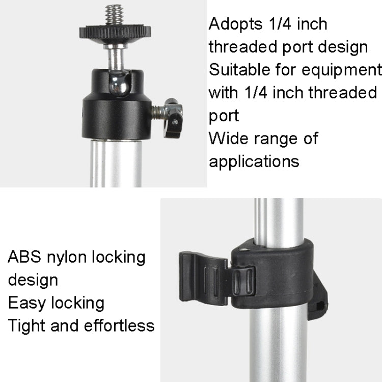 Aluminum Tube Cell Phone Live Streaming Telescopic Pole Desktop C-Clip Cell Phone Overhead Photo Holder, Bracket+Phone Clip