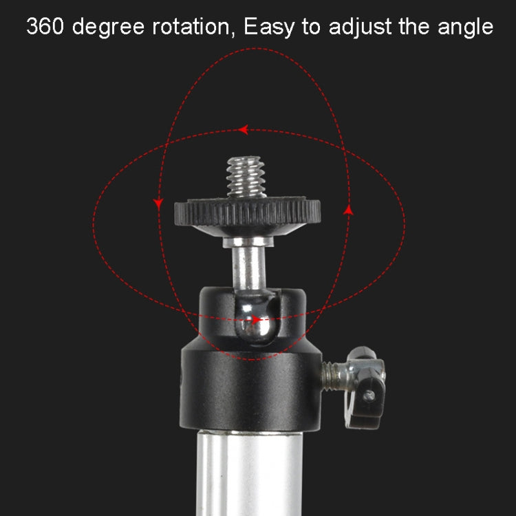 Aluminum Tube Cell Phone Live Streaming Telescopic Pole Desktop C-Clip Cell Phone Overhead Photo Holder, Bracket+Phone Clip