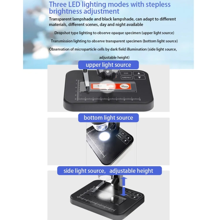 HD Electronic Digital Microscope 5 Inch Screen Touch Key 8000X Biological Cell Electronic Magnifying Glass, MS03