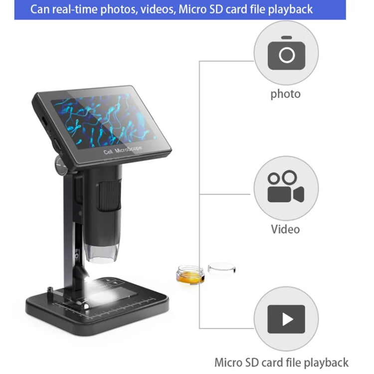 HD Electronic Digital Microscope 5 Inch Screen Touch Key 8000X Biological Cell Electronic Magnifying Glass, MS03