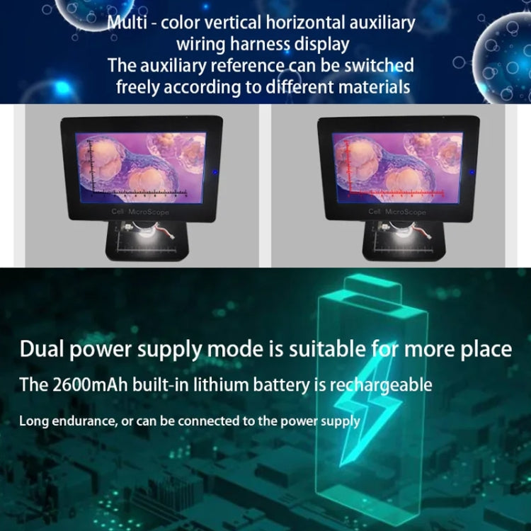 HD Electronic Digital Microscope 5 Inch Screen Touch Key 8000X Biological Cell Electronic Magnifying Glass, MS03