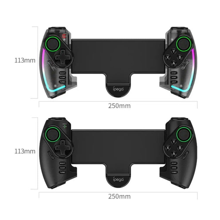 IPEGA Mechanical Gamepad Tablet Cell Phone Stretch Wireless Bluetooth Grip For N-S / P3 / PC / Switch / Android / IOS, Black, With Colorful Light