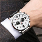 Curren 8314 Sports Six-Hand Waterproof Leather Strap Calendar Men Quartz Watch, Black Shell Khaki, Black Shell White, Black Shell Red, Black Shell Gray, White Shell White, White Shell Blue