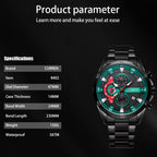 Curren 8402 Calendar Six-Hand Steel Strap Business Quartz Watch, Rose Shell Blue, Rose Shell Black, Black Shell Green, White Shell Black