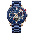 Curren 8395 Calendar Six-Hand Steel Strap Men Quartz Watch, Rose Shell Blue, Golden Shell Black, Black Shell Black, Black Shell Green, White Shell Black
