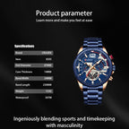 Curren 8395 Calendar Six-Hand Steel Strap Men Quartz Watch, Rose Shell Blue, Golden Shell Black, Black Shell Black, Black Shell Green, White Shell Black