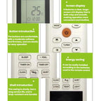 For Gree Air Conditioner English Heating&Cooling Remote Control YACIFB, YACIFB