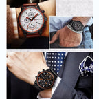 Curren 8217 Leather Strap Casual Waterproof Quartz Men Watch with Calendar