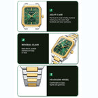Curren 8457 Business Steel Strap Square Men Quartz Watch, White Shell Black, White Shell Blue, Golden White, Gold Green, Golden Shell Black Surface Black Belt