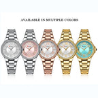 Curren 9091 Casual Steel Strap Waterproof Women's Watch, White Shell White, White Shell Pink, Rose Shell White, Golden Shell White, Rose Shell Blue