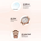 Curren 9091 Casual Steel Strap Waterproof Women's Watch, White Shell White, White Shell Pink, Rose Shell White, Golden Shell White, Rose Shell Blue