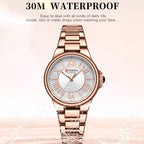 Curren 9091 Casual Steel Strap Waterproof Women's Watch, White Shell White, White Shell Pink, Rose Shell White, Golden Shell White, Rose Shell Blue