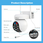 SriHome SH052 Wifi 5MP Wireless PTZ IP AI Auto Tracking Sound&Light Alarm Starlight Color Night Vision Outdoors Surveillance Camera, EU, US, UK, AU