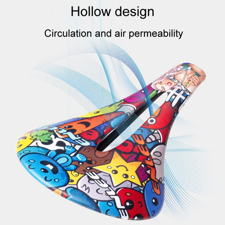ENLEE E-ZD412 Bicycle Carbon Fiber Cushion Outdoor Riding Mountain Bike Saddle, Explosion, Skull, Camouflage, Devil, Graffiti, Donut