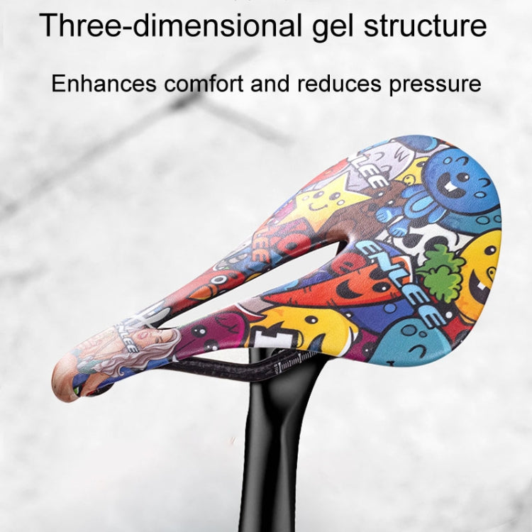 ENLEE E-ZD412 Bicycle Carbon Fiber Cushion Outdoor Riding Mountain Bike Saddle, Explosion, Skull, Camouflage, Devil, Graffiti, Donut