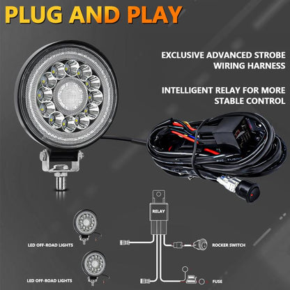 4 Inch Round Mixed Luminous Double-Circle Angel Eye Work Light, D0102