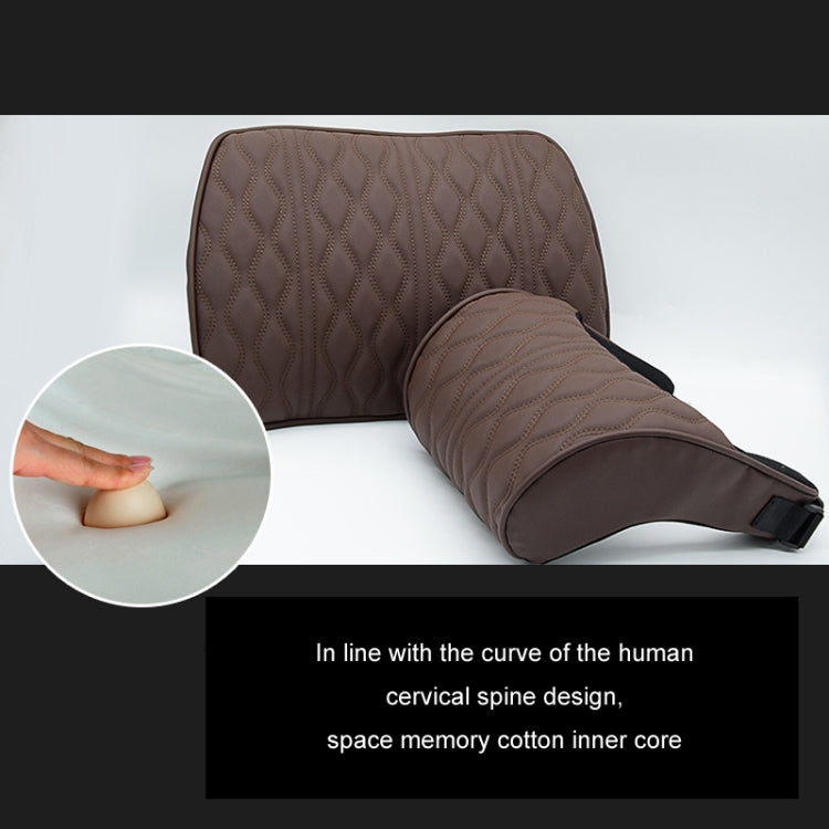 Car Seat Memory Foam Support Cushion, Black Headrest, Coffee Headrest, Black Waist Support, Coffee Waist Support
