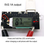 Dual USB18650 Battery Charger Module Mobile Power Boost DIY Li-Ion Battery Digital Display Charging Motherboard, 5V 1A 2.1A Charging Port