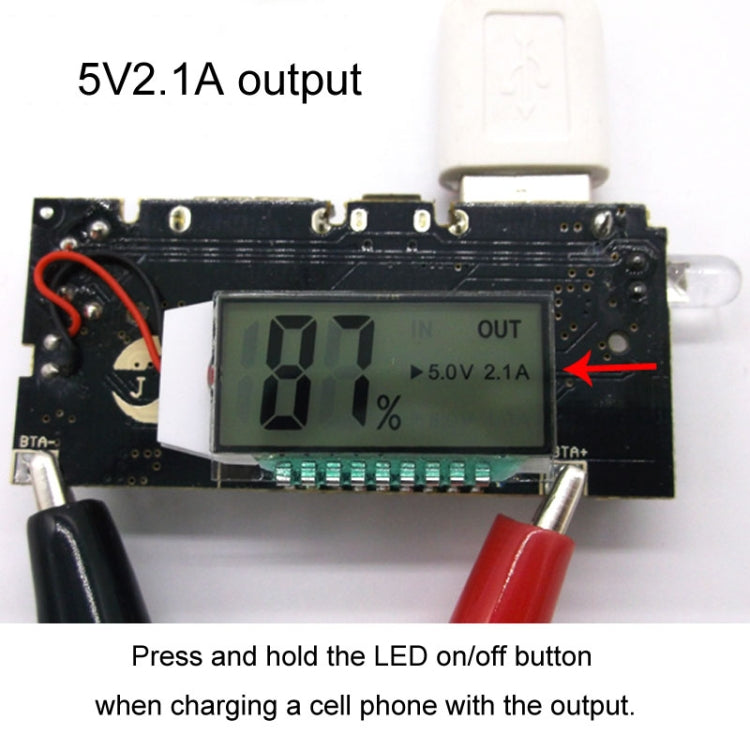 Dual USB18650 Battery Charger Module Mobile Power Boost DIY Li-Ion Battery Digital Display Charging Motherboard, 5V 1A 2.1A Charging Port