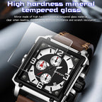 SANDA 5304 Quartz Men Watch Three Eyes Six Stitches Simple Calendar Waterproof Waist Watch