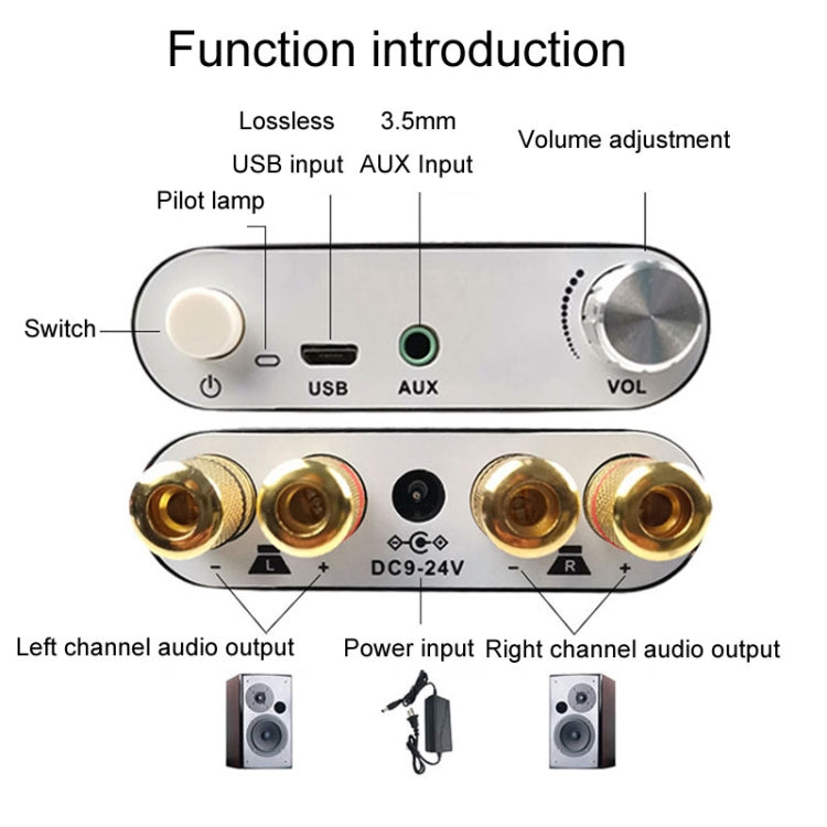 100W+100W Bluetooth Audio Digital Amplifier Board Module AUX USB External Sound Card