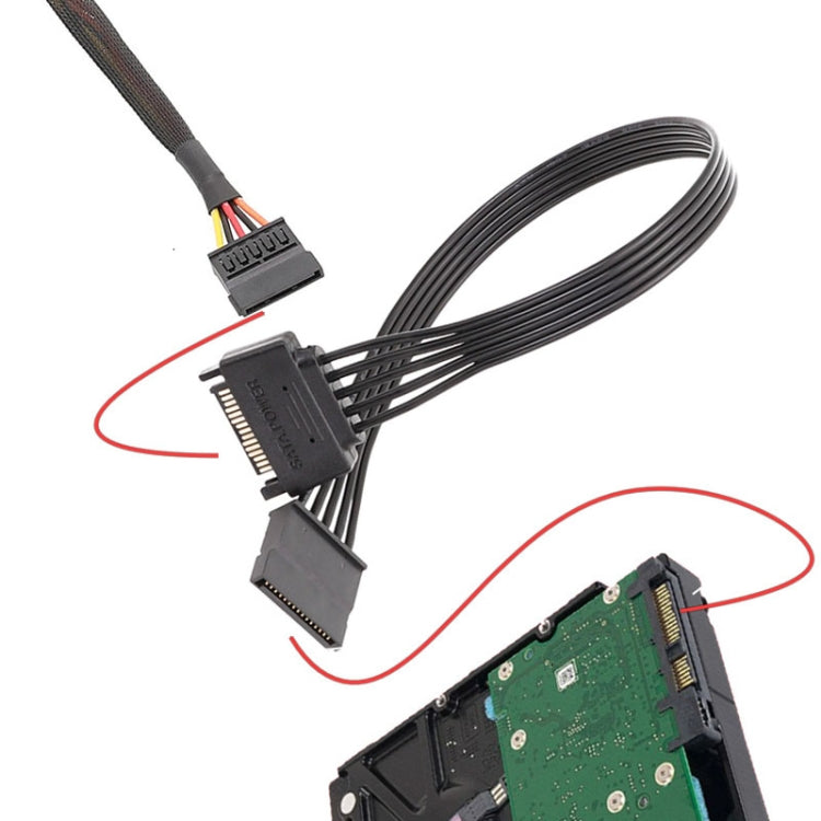 Power Supply SATA 15Pin Male And Female Extension Cable Durable Hard Disk Drive Power Connection Cables, 30cm 15Pin, 60cm 15Pin