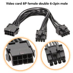 8P Female To Dual 6+2Pin Male Graphics Card Power Cable 8P To Dual 8P 1 To 2 Power Adapter Cable, 8P Female To Dual 6+2Pin Male