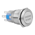 19MM Car Modification One-Button Start Switch Waterproof LED Metal Button, Silver, Black