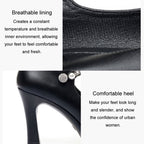 Women High Heels Comfortable Small Heel Temperament Waterproof Platform One Buckle Shoes, 34, 35, 36, 37, 38, 39, 40