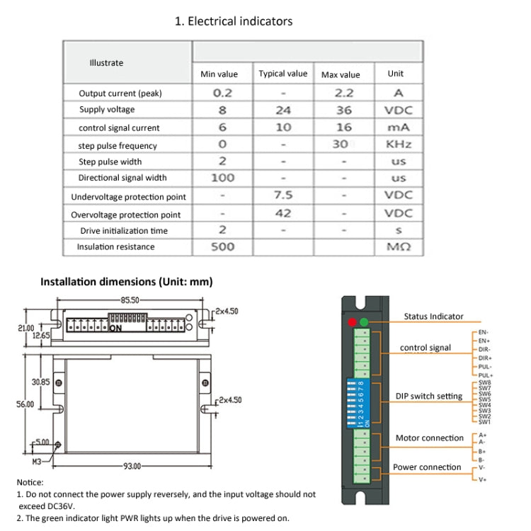 HANPOSE HPD332 2.2A 8-36V Stepper Motor Driver For 20 28 35 42 Motor, HANPOSE HPD332