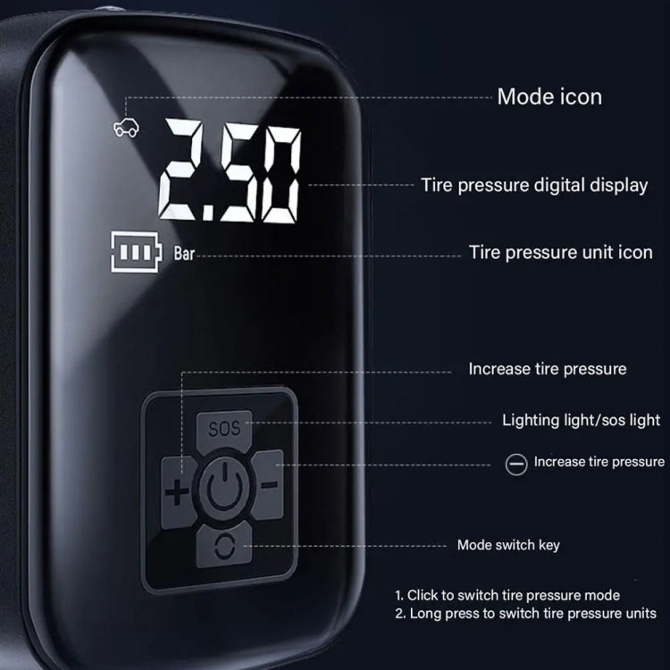Car Portable Electric Tire Inflator Pump, Wired, Wireless Standard, Wireless Upgrade, Wireless Dual Use